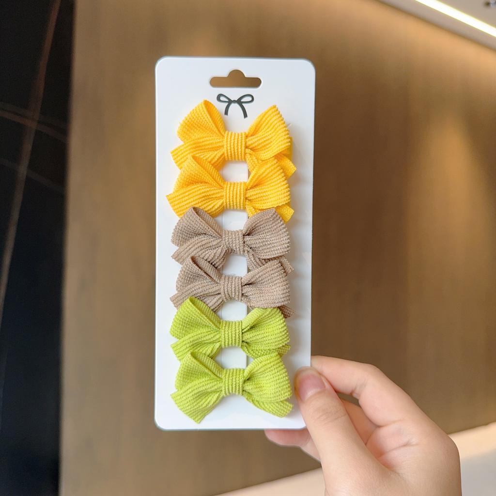 6Pcs/Set New Fashion Solid Hairpins Bows Hair Accessories Hair Clips Girls Nylon Hairpins Children Cute Barrettes Gift