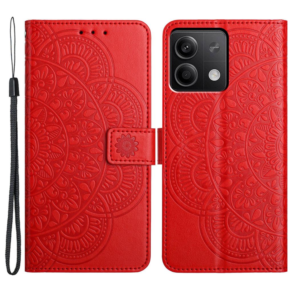 For Xiaomi Redmi Note 13 4G Case Magnetic Closure Flower Pattern Handbag Phone Cover