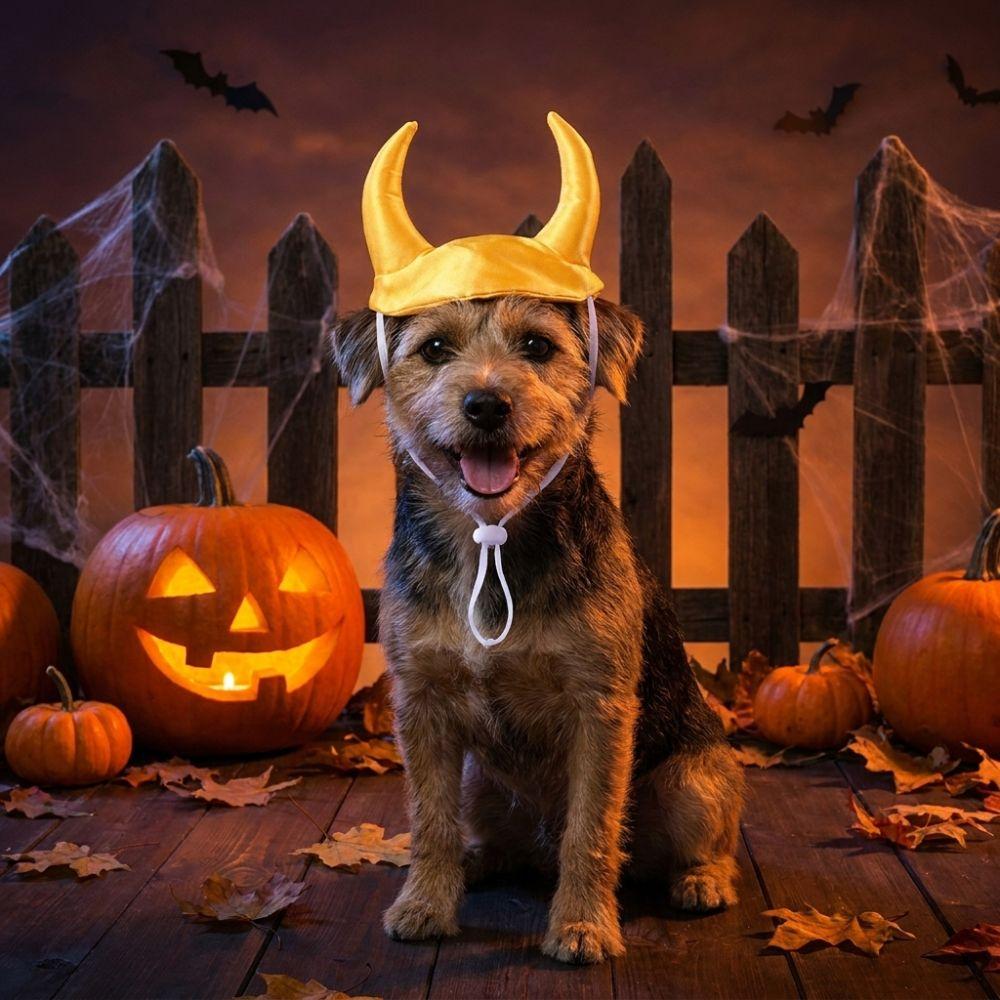 Breathable Pet Ox Horn Hat Decorative Dog Halloween Headwear Cute Dog Dress Up Cap Pet Parade