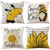 Sunflower Pillow Cover Cartoon Bee Print Polyester Home Cushion Cover Nordic Sofa Cushion Cover