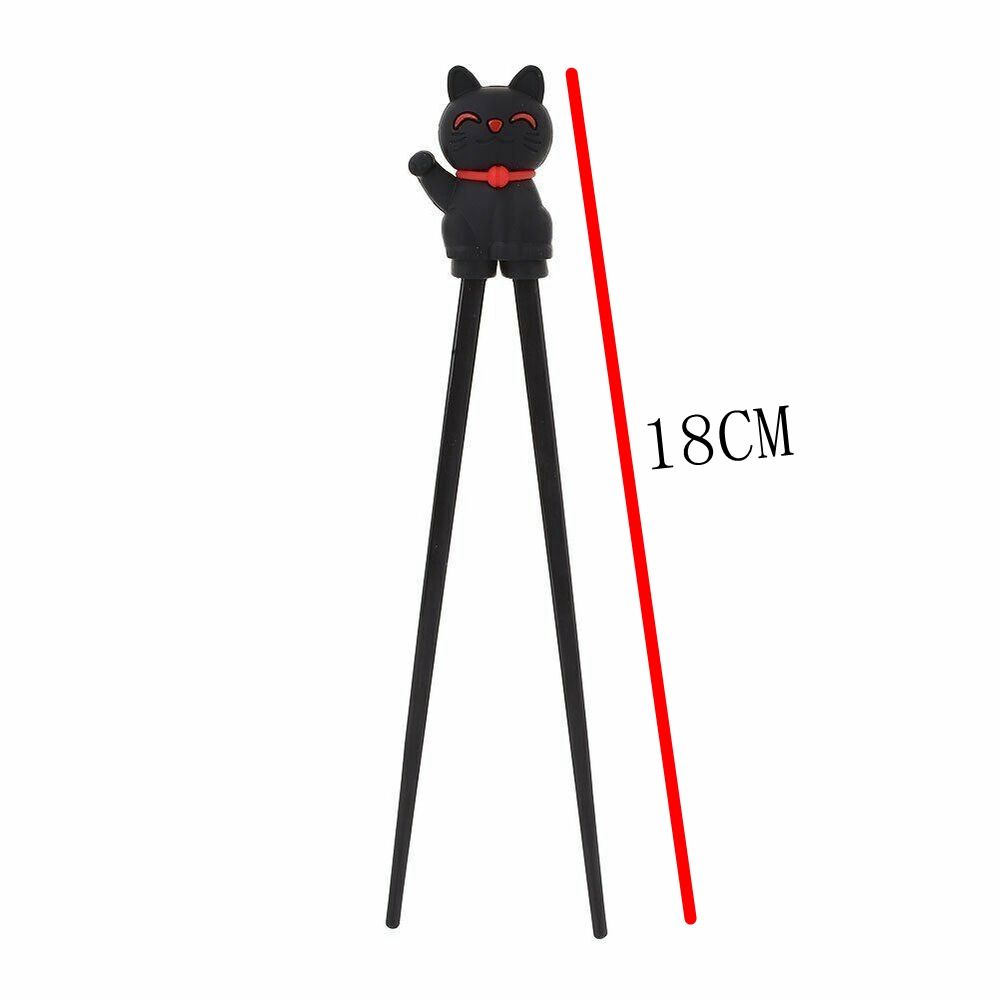 Bicolor Silica Gel Caimao Training Chopsticks Cute Cat Kids Helper Flatware Practice Chopsticks