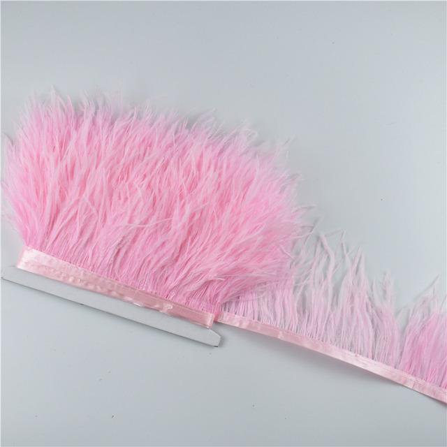 1M 5M 10Meter 8-10CM Black Ostrich Feather Trims Natural White Ostrich Feather for Craft Ribbon Fringe for Skirt Party Clothing