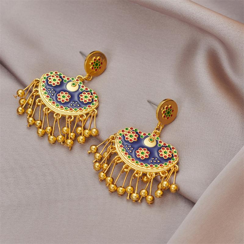 1 пара ретро роскошных эмалевых капельных масляных сережек для женщин и девочек в этническом китайском стиле, красочные серьги, ювелирные аксессуары, подарки