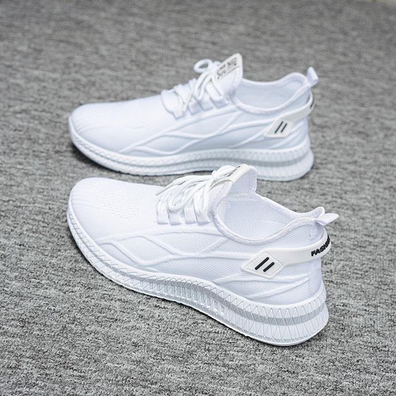 Мода 2025 Новые мужские повседневные туфли на мягкой подошве с круглым носком, легкие и дышащие, черно-белые мужские туфли, уличные повседневные кроссовки