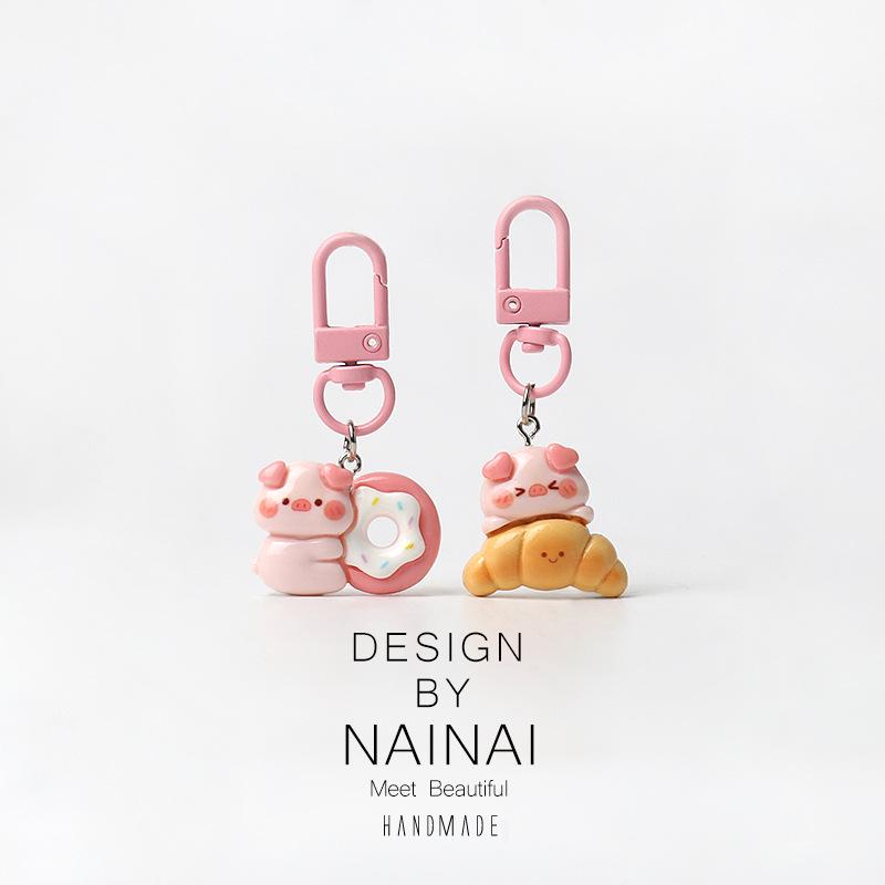 Розовый поросенок десертный брелок-подвеска: Милый мультяшный аксессуар для украшений для девочек