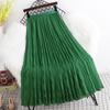 Осенние и зимние женские юбки, корейская юбка с рюшами, элегантная нижняя часть с высокой талией, тонкая плиссированная юбка со складками, большие размеры