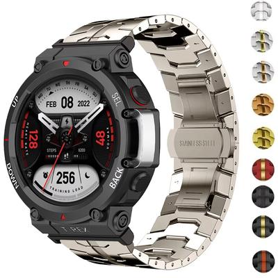 Металлический браслет для Amazfit T-REX 3 2 Correa Бизнес-браслет из нержавеющей стали для Amazfit T-REX/Pro Аксессуары с защитной стеклянной пленкой