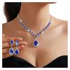 2Pcs/Set Women Wedding Jewelry Set Waterdrop Shape Shining Faux Crystal Choker Necklace Dangle Earrings Set