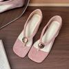 5Cm Inner Height Increase Metal Round Button Toe Sandals Female 2025 Summer New Purple Fairy Style Herringbone Cool Slippers