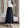 Белая юбка и брюки для женщин летом Тонкий ледяной шелк Маленькая струящаяся плиссированная юбка А-силуэта с высокой талией Свисающие широкие брюки