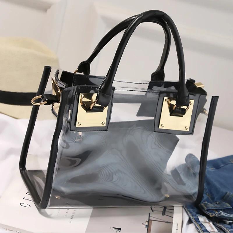 Прозрачная желейная сумка из двух частей для женщин, сумка-мессенджер на одно плечо