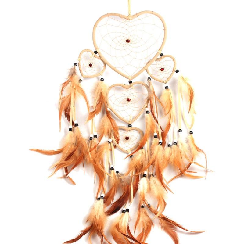 Large Dream-Catcher Wind Chime, Heart Shaped, Bedroom Wall Hanging, Bohemia Decoration, Feather Ornament, Hand Woven Crafts