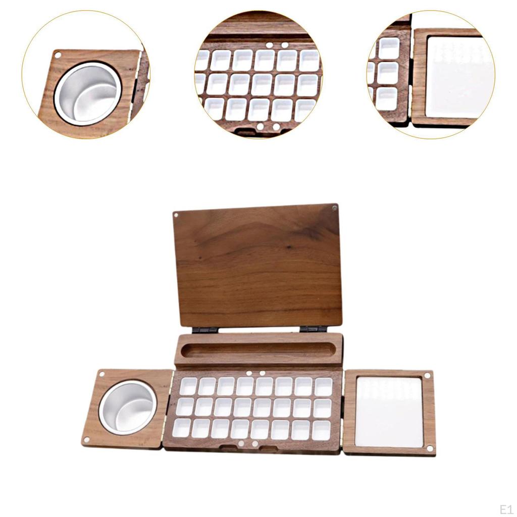 Watercolor Paint Box Folding Supplies Painters Wood Tray Empty Palette
