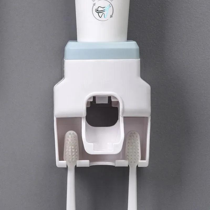 Wall Mounted Toothbrush Holder Toothpaste Squeezer Multifunction Automatic Toothpaste Dispenser Bathroom Toothbrush Stand Rack