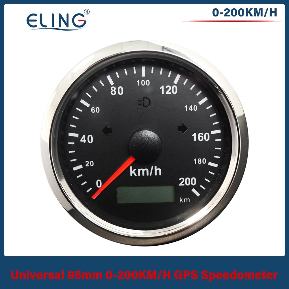 ELING 85мм GPS Спидометр 0-125 миль/ч 0-160 миль/ч 0-200 миль/ч Одометр Левый Правый Дальний свет с Красной Желтой подсветкой для Автомобиля Грузовика RV