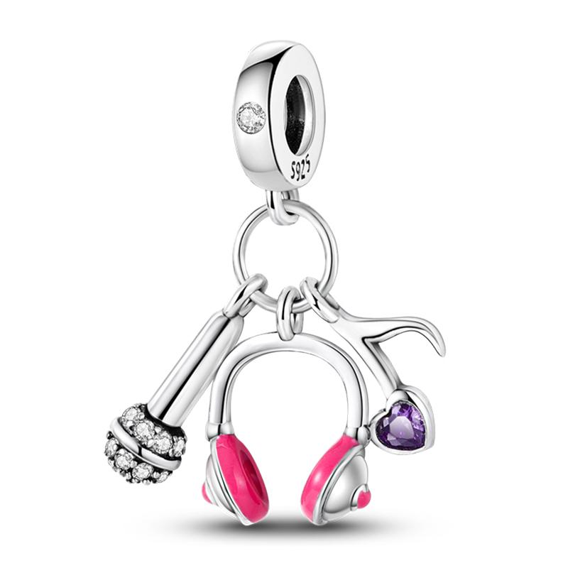 925 Серебряный цвет драгоценный камень бабочка светящийся светлячок фиолетовый подвески подвески подходят 925 оригинальные браслеты DIY вечерние ювелирные изделия подарок