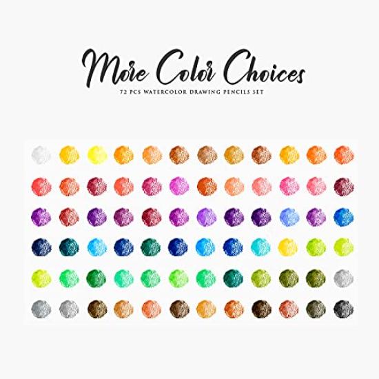 YOSOGO Watercolor for Watercolor in Aluminum Case Pencils, 72-Piece Set, Painting,