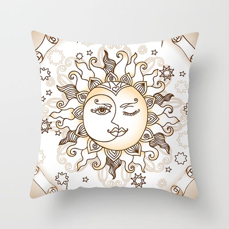 Home Bedroom Living Room Sofa Cushion Cover Decoration Sun Moon Mandala Series Pattern Printing Pillowcase