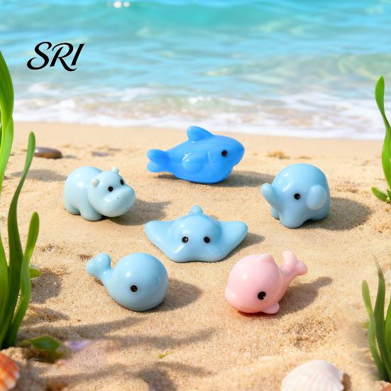 Tiny Garden Figurine Mini Resin Animals Figurines Cute Cat Bear Elephant Turtle Dolphin Hand Account Ornament Miniature Statue for Micro Fairy