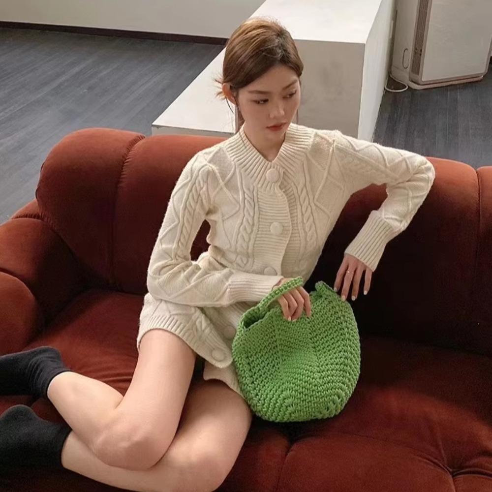 Korean Style Weaving Hand Bag Crochet Shoulder Bag Portable Beach Bag for Women Ladies