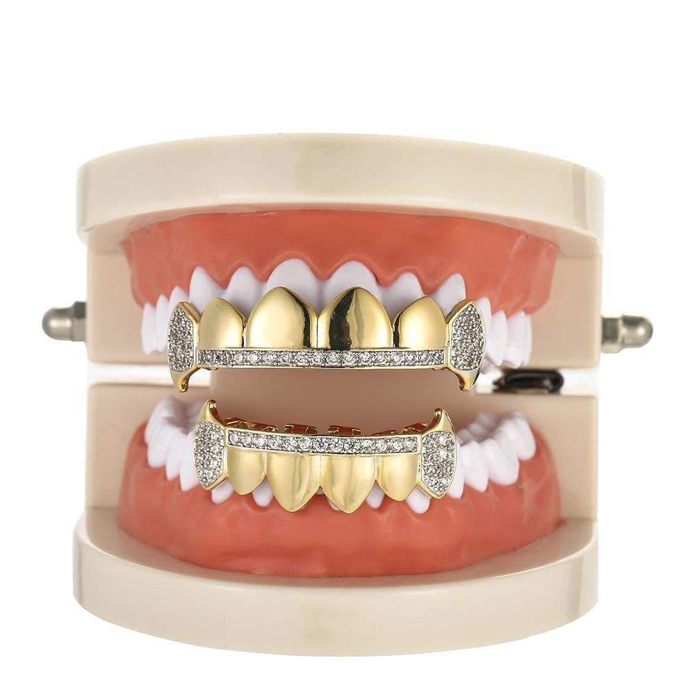 Hiphop Grillz Fashion Light up Body Jewelry Man Trendy Gold / Silver Copper With Zirconia Punk Dental Grillz