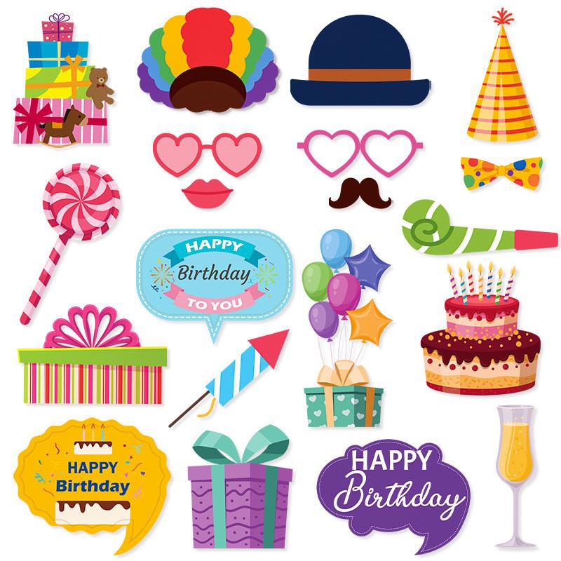 Birthday Party Photo Props Set With Funny Paper Decorations For Celebrations And Events