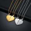 Titanium Steel Heart-Shaped Couple Necklace with Engraving Option