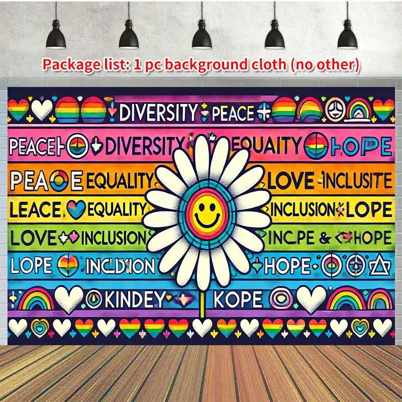 1pc Rainbow and diversity theme backdrop, suitable for garden, Christmas, New Year's Day, Valentine's Day, general celebrations