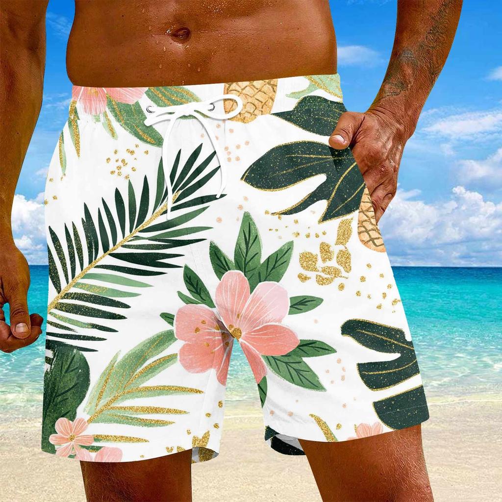 Мужские модные гавайские принты с эластичной талией, повседневные штаны для йоги, пляжные шорты