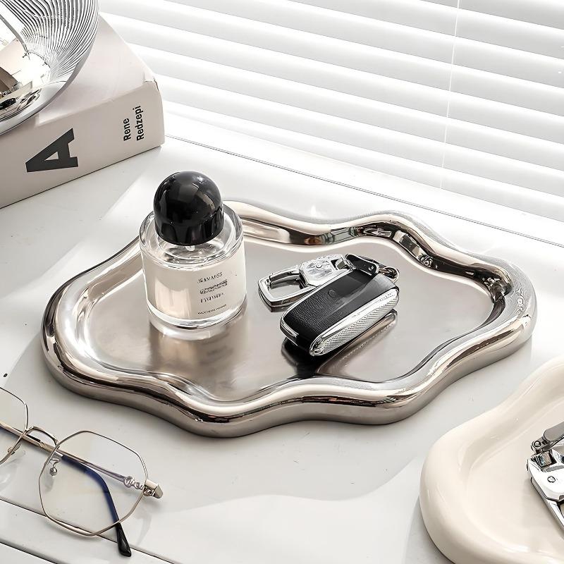 2Pcs Cute Cloud Shaped Jewelry Storage Tray Plastic Ring Earring Organizer Vanity Trinket Dish For Keys Watch Bedroom Desk Decor