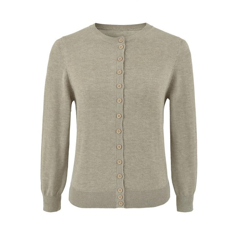 Basic Plain Crew Neck Single-Breasted Short 3/4 Sleeve Knit Cardigan Versatile Solid Casual Sweater