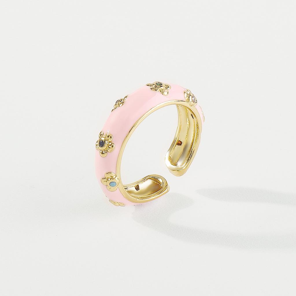 Модное и милое открытое кольцо с цветочным медным покрытием для женщин