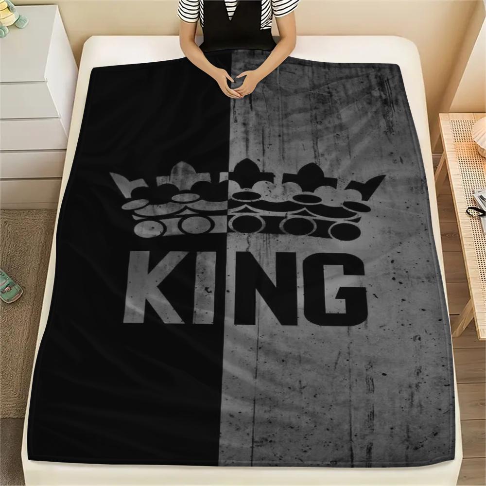 1Pc King or Queen Print Flannel Blanket, High quality Comfortable for All Seasons, Home Decor, Warmth and Comfort, Perfect for Gifts
