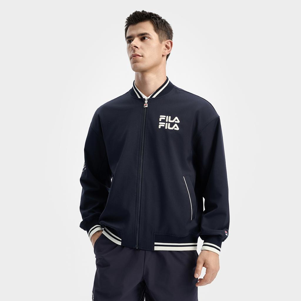 Fila Теннис Легкая атлетика Мода Классический Повседневный Спорт Универсальный Функциональный Свободный Тканый Бейсбольный Жакет Мужской Жакет A11M533703F-NV
