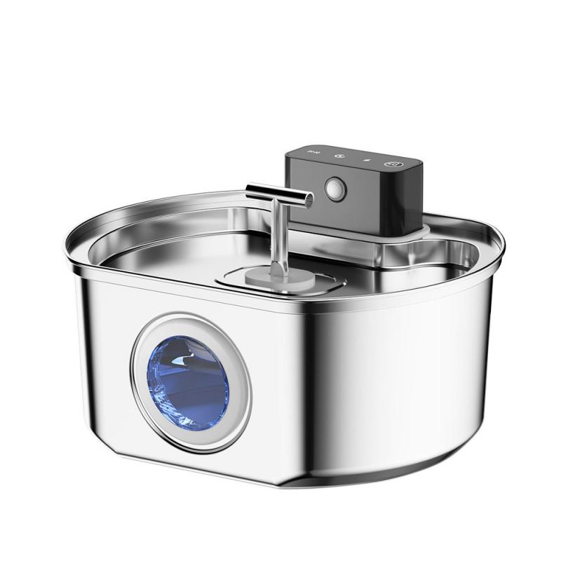 Cordless Rechargeable Pet Drinking Fountain 4L Stainless Steel Automatic Water Bowl Dispenser for Cat Dog Home