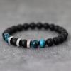 Stylish Men Bracelet 8mm Natural Volcanic Blue Howlite Tiger Eye Stone Beaded Braclet Retro String Braslet Casual Accessories