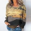 Women's Natural Landscape Print T-shirt Long Sleeve T-shirt Autumn Casual Women's Fashion Camel Desert Print Long Sleeve