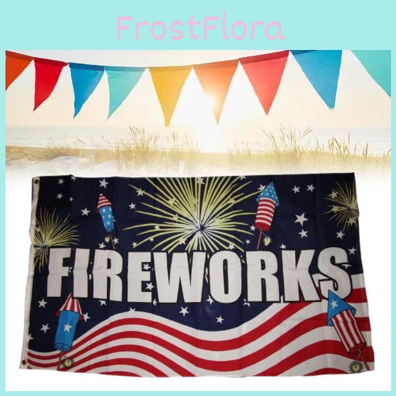 Letter Pattern Fireworks Flag Banner Fade Resistant Outdoor Decoration Gift