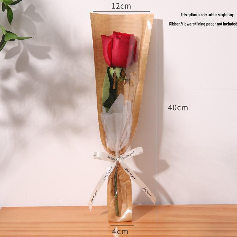 Valentine's Day Transparent Waterproof Flower Bag for Single Bouquet
