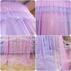 Романтическая купольная москитная сетка принцессы, градиентная двухцветная кружевная сетка для кровати, трехдверная подвесная сетка для кровати