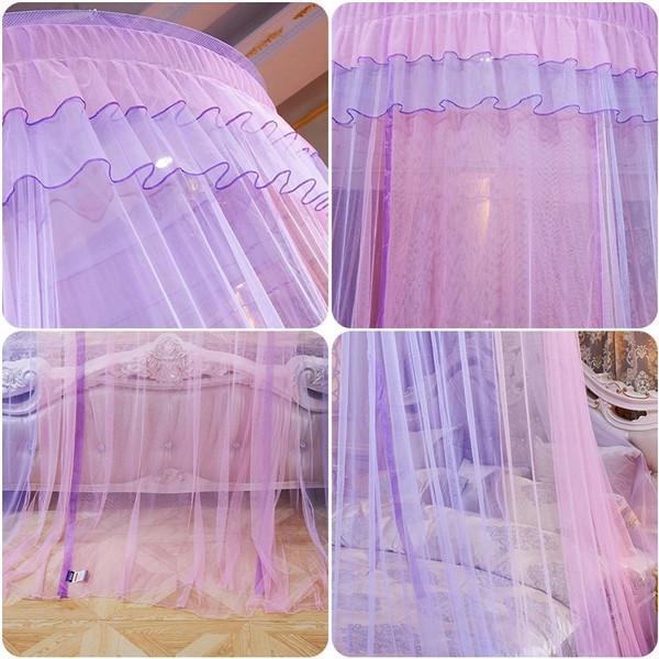 Романтическая купольная москитная сетка принцессы, градиентная двухцветная кружевная сетка для кровати, трехдверная подвесная сетка для кровати