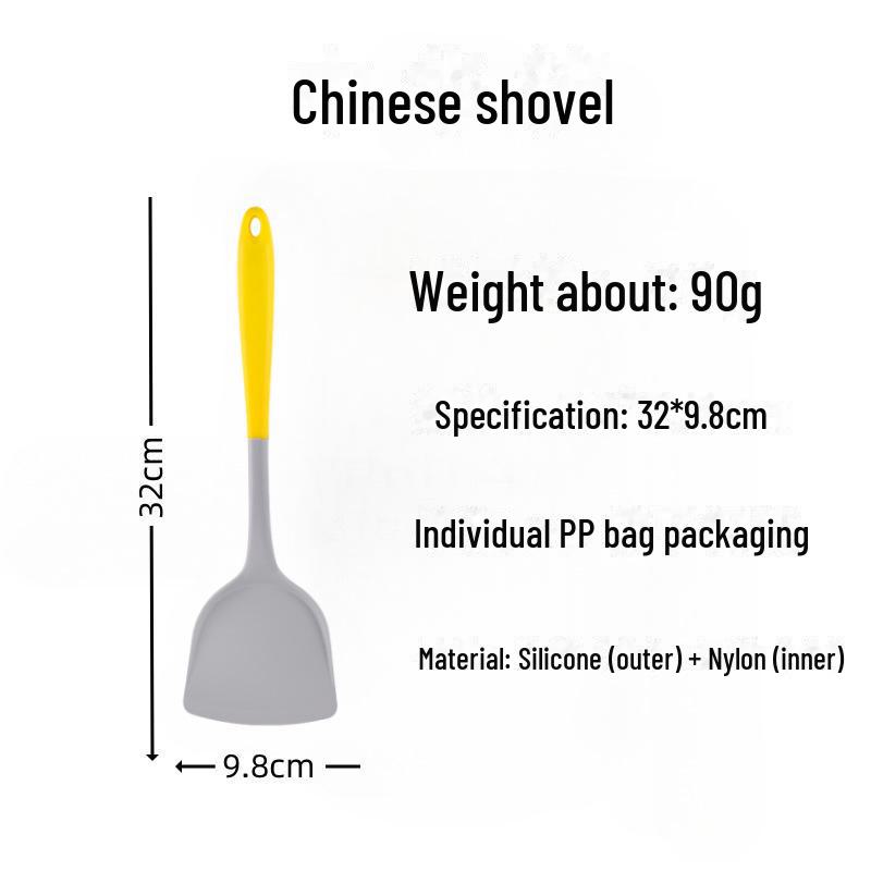 Силиконовая лопатка, устойчивая к высоким температурам, для приготовления и жарки - кухонная утварь с антипригарным покрытием