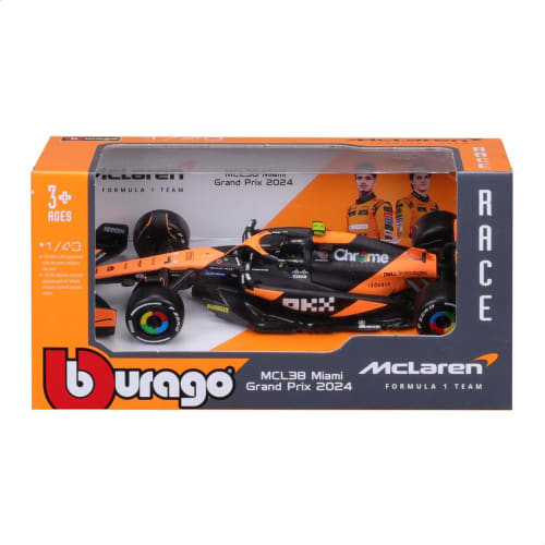 Bburago 2024 Model 1/43 Scale F1 McLaren MCL38 #4 Lando Norris / Race Sports Car Diecast Model Car 18-38214 (#4)