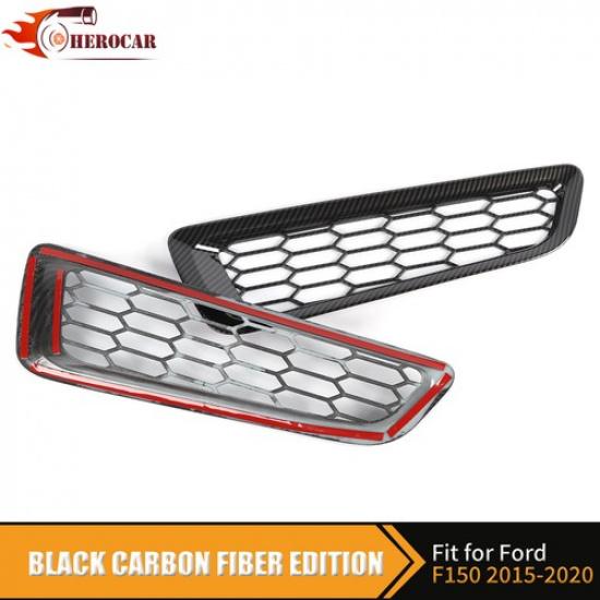 Honeycomb Front Bumper Fog Lamp Cover Trim For Ford F150 2017- Carbon Fiber