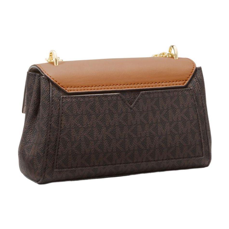 Michael Kors Lita Классическая Монограмма Винтажный Цветовой Блок Для Поездок Логотип Цепь Холст Сумка Через Плечо Женская сумка через плечо Коричневый Темно-Коричневый 35H0GXPC1V-BROWN