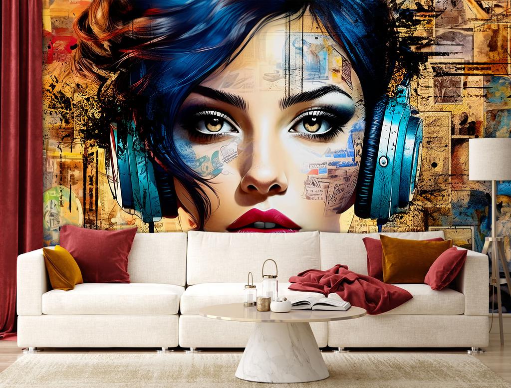 Wallpaper Woman Music Abstraction