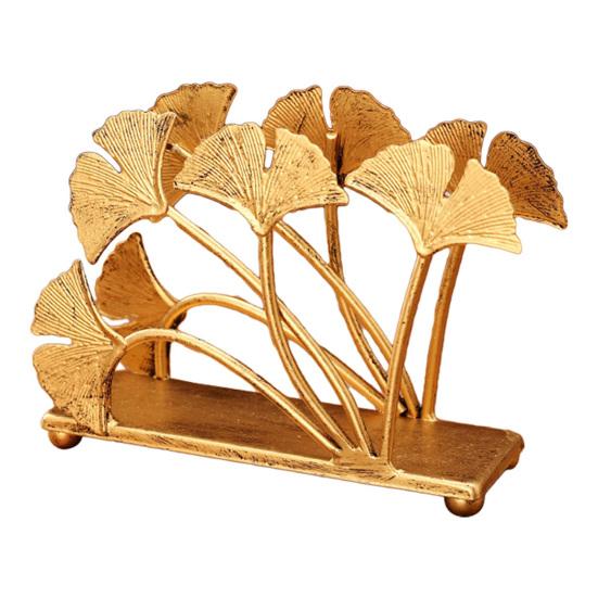 Ginkgo Vertical Napkin Holder Rustic Ginkgo Leaves Napkin Storage Holder Metal Paper Towel Dispenser Kitchen Tabletop Decorative Organizer