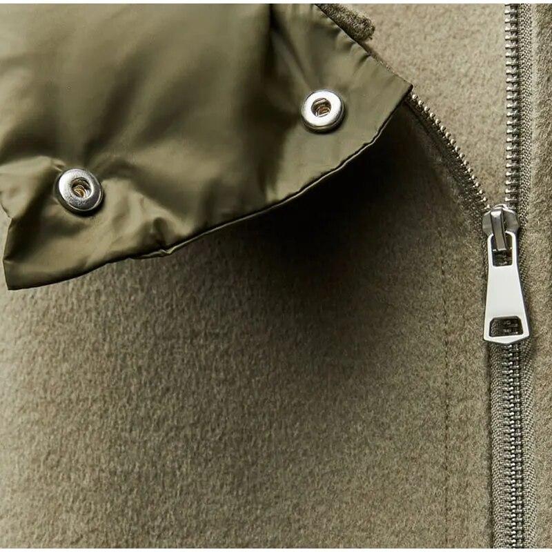 Повседневная свободная женская куртка с капюшоном, однотонная лоскутная молния, теплые пальто с длинными рукавами, осень-зима, женская шикарная уличная верхняя одежда, женское шерстяное пальто, уличная одежда