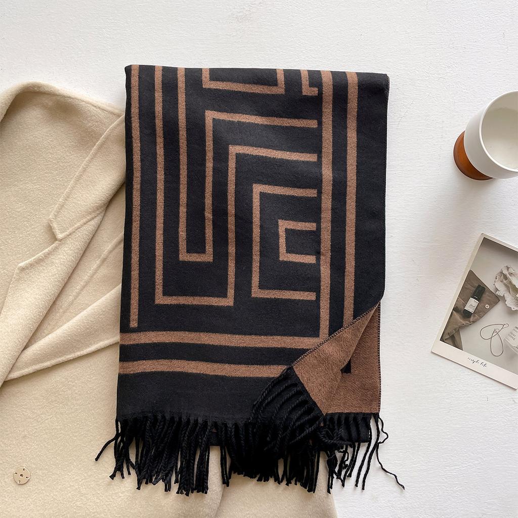 Роскошный высококачественный шарф из имитации кашемира женский толстый теплый ветрозащитный платок зимний элегантный двусторонний принт обертывание