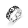 1Pcs Retro Style Titanium Steel Ring Fashion Engraved Greased Men's Ring